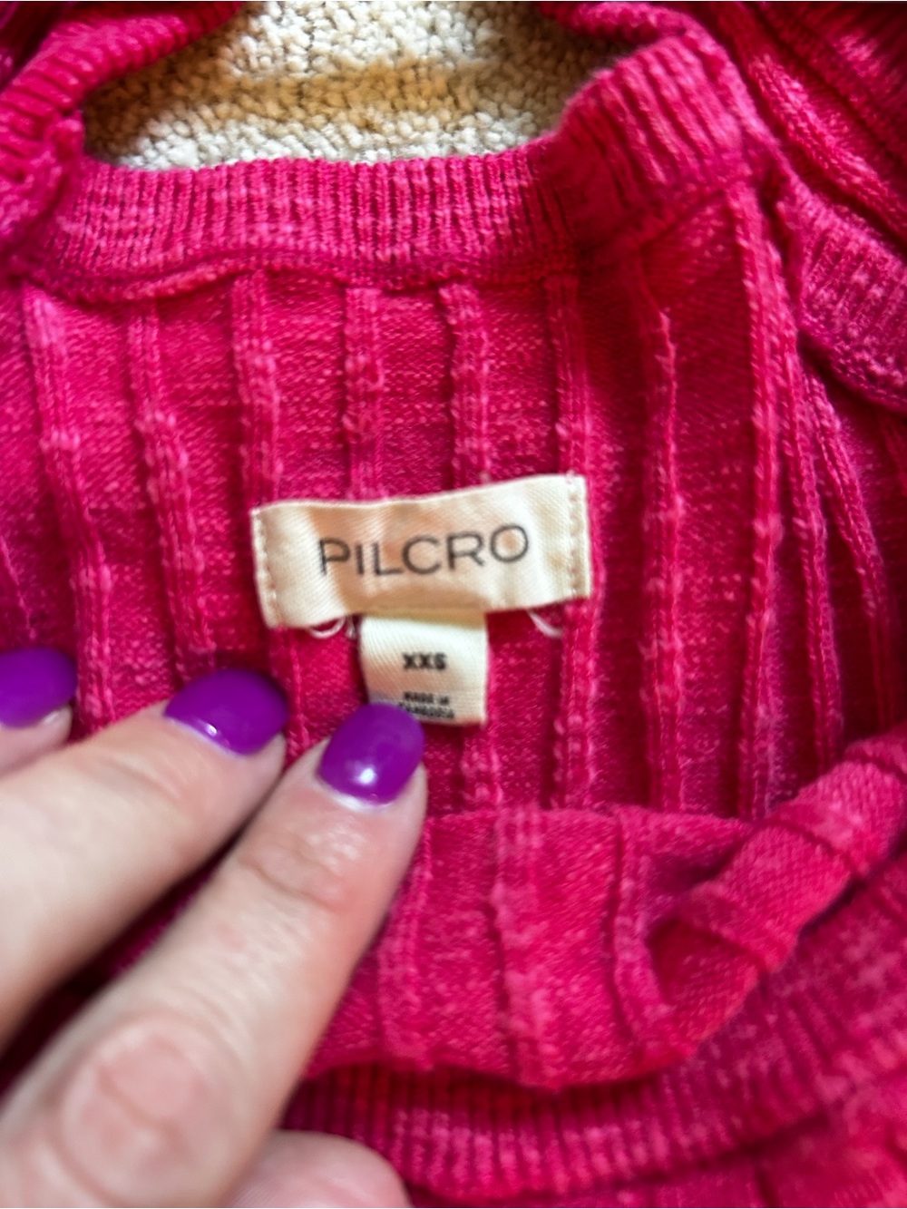 Pilcro Ribbed Cross-Back Tank Top - Hot Pink - Picture 5 of 6